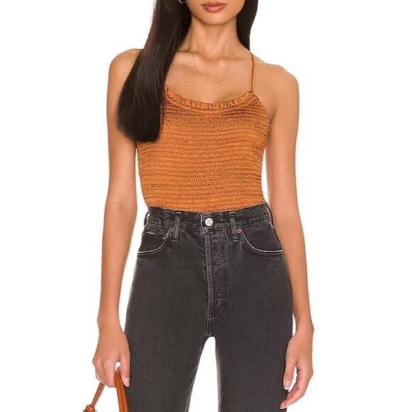 FREE PEOPLE Right On Cropped Cami Tank in Rust - Picture 1 of 3